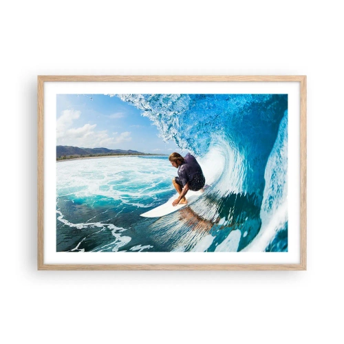 Plagát v ráme zo svetlého duba - Tancujúci s vlnami - 70x50 cm
