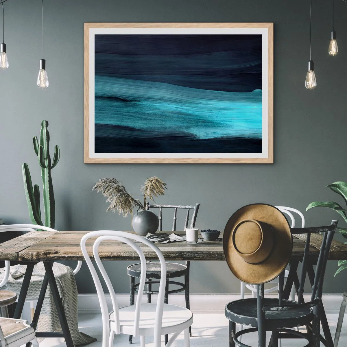 Plagát v ráme zo svetlého duba - Plávaj s prúdom - 50x40 cm