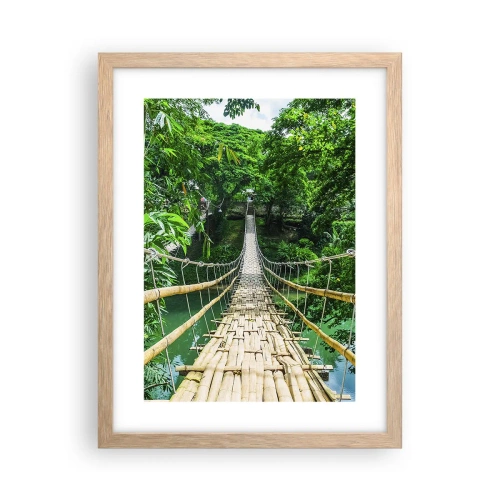 Plagát v ráme zo svetlého duba - Opičí most nad zeleňou - 30x40 cm
