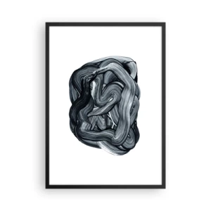 Plagát v čiernom ráme - Abstraktná kompozícia čiernobielych ťahov štetcom - 50x70cm - Nie je to tak jednoduché - Moderná nástenná dekorácia do obývacej izby a spálne ARTTOR