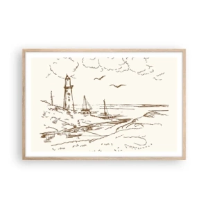 Plagát v ráme zo svetlého duba - Náčrt letných spomienok - 91x61 cm