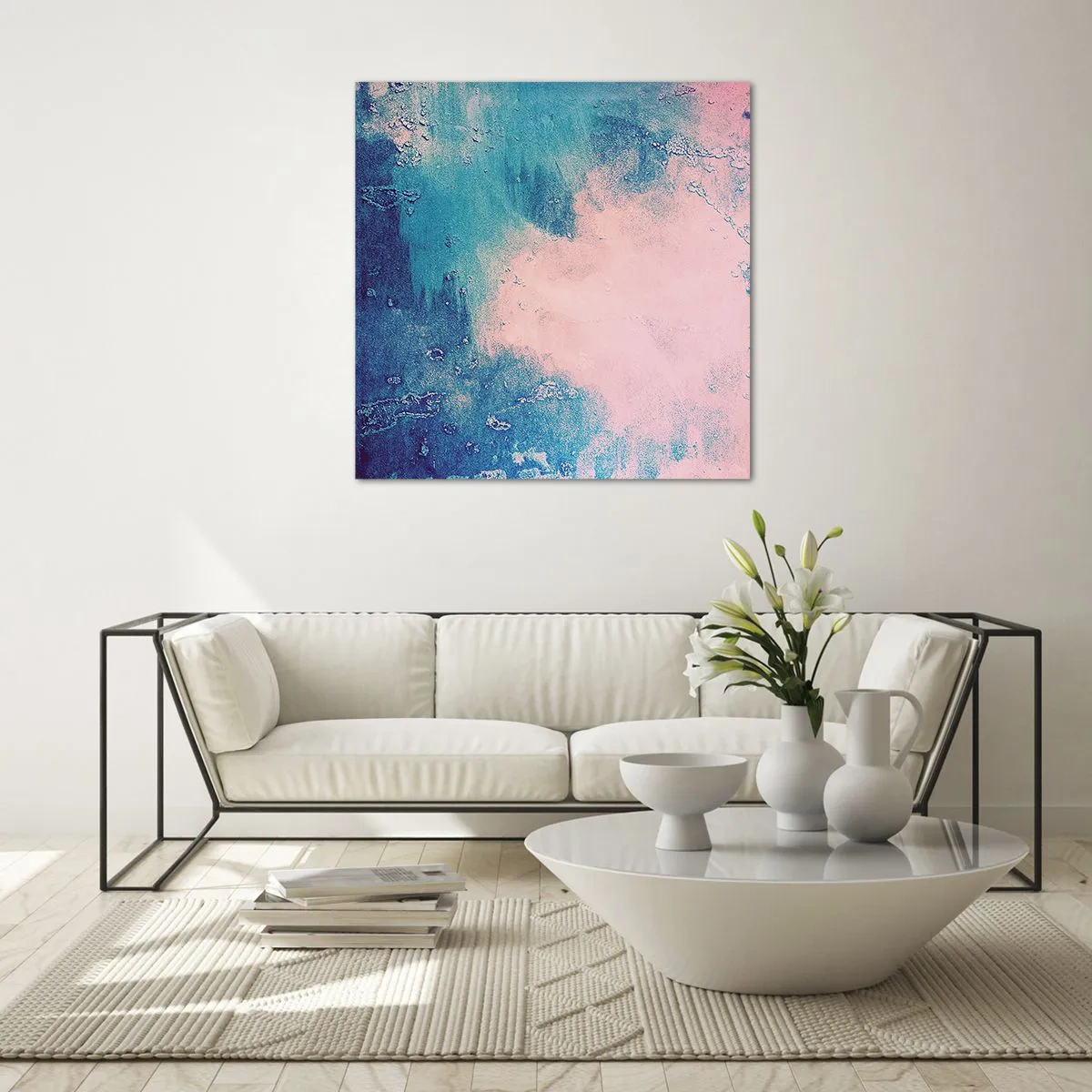 Obraz na skle - Modré objatie - 60x60 cm