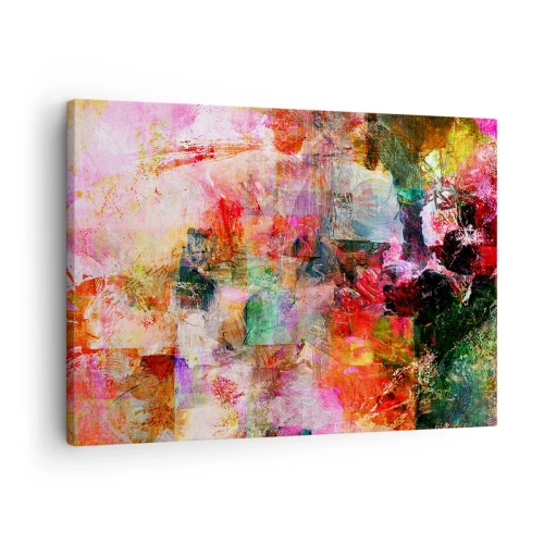 Obraz na plátne - Abstraktná kompozícia s dominantnými ružovými a červenými tónmi. - 70x50cm - Cesta ružovú - Moderná nástenná dekorácia do obývacej izby a spálne ARTTOR
