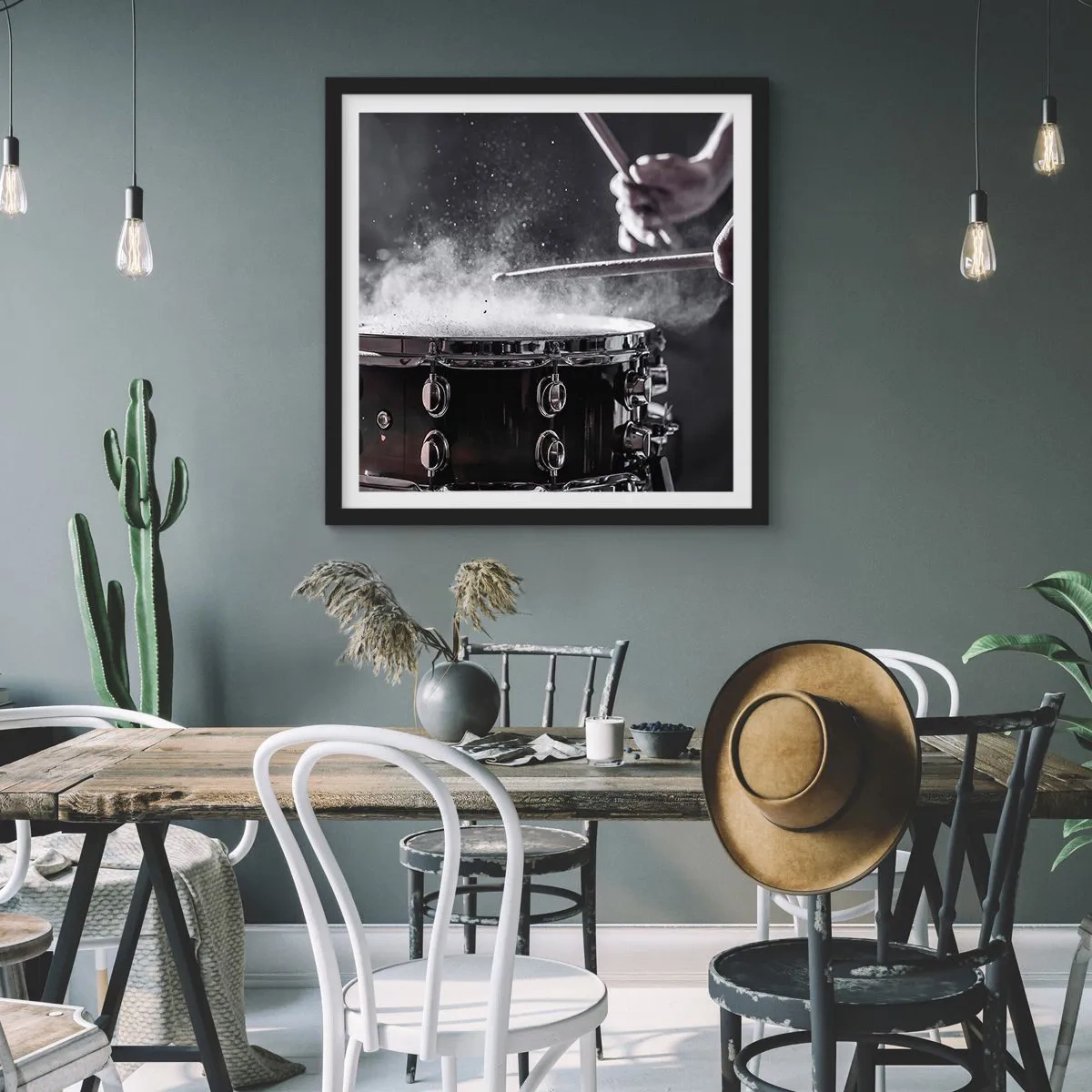 Plagát v čiernom ráme - Pulz hudby - 60x60 cm