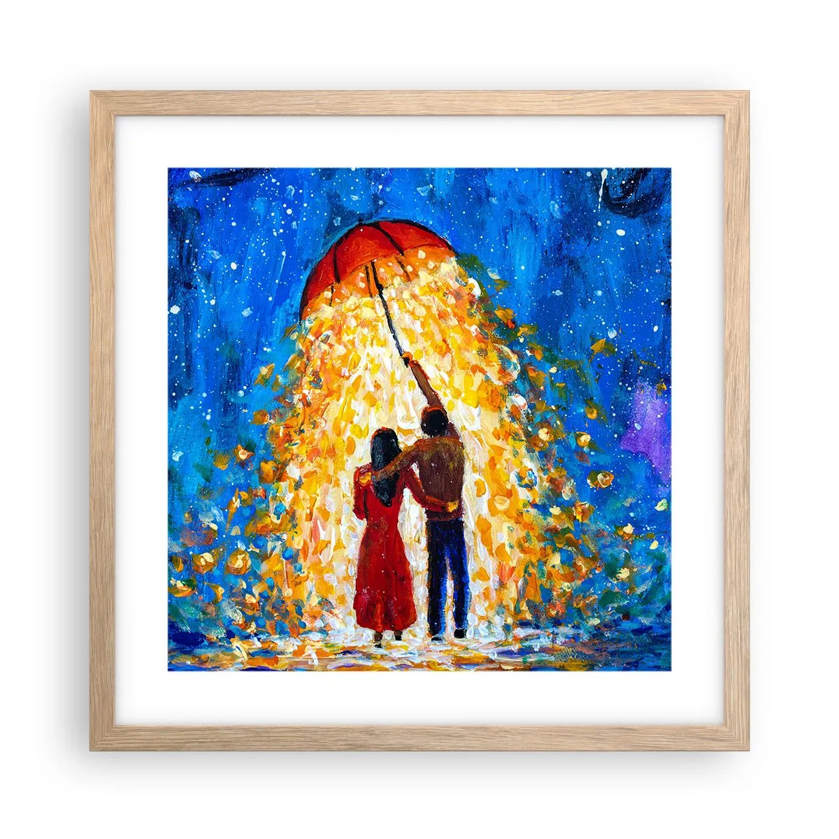 Plagát v ráme zo svetlého duba - Mágia daždivého večera? - 40x40 cm