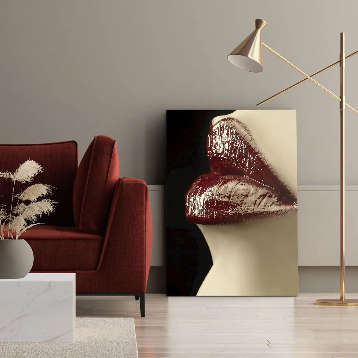 Obraz na plátne - Zmyselnosť a lesk karmínu - 55x100 cm