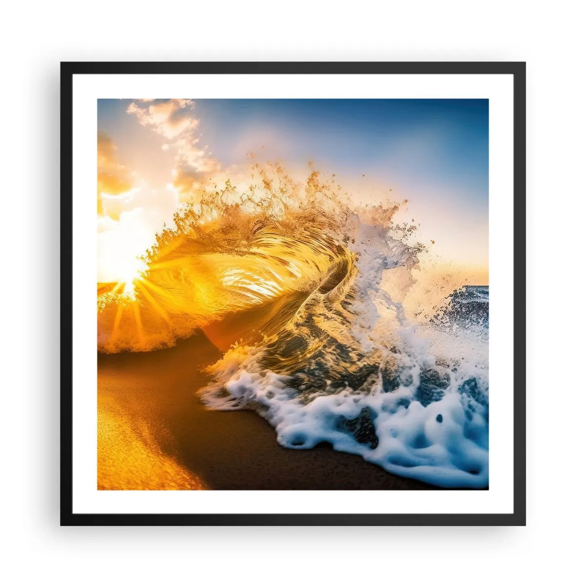 Plagát v čiernom ráme - Hra v piesku - 60x60 cm