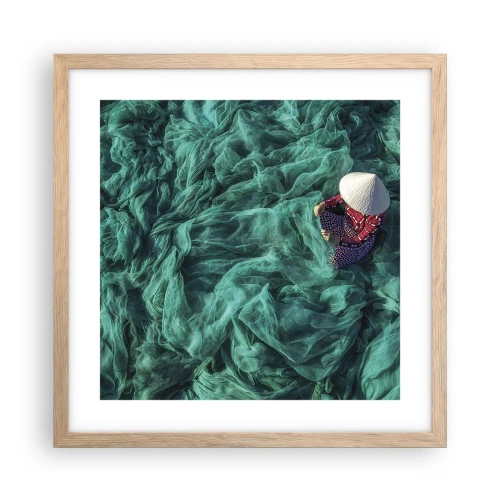 Plagát v ráme zo svetlého duba - V mori sietí - 40x40 cm