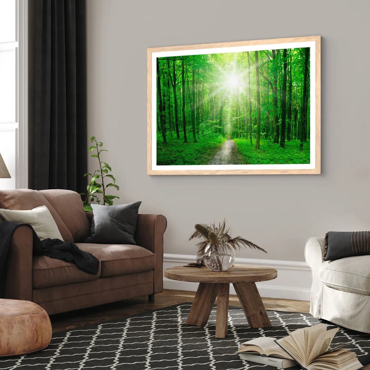 Plagát v ráme zo svetlého duba - Zelená katedrála - 100x70 cm