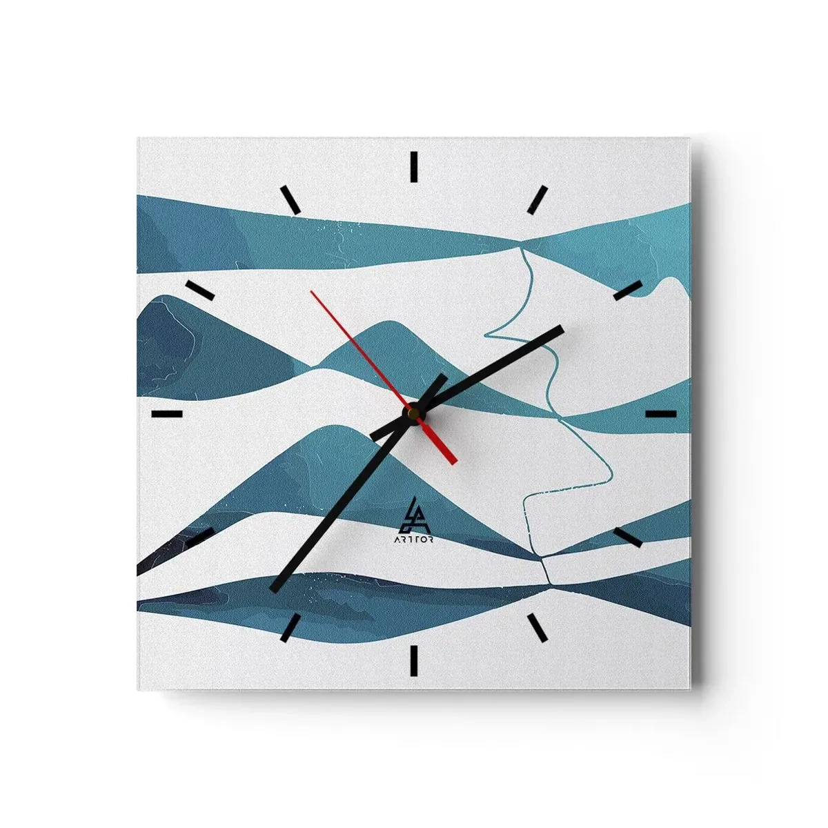 Nástenné hodiny - Abstrakcia: tyrkysový vzťah - 30x30 cm