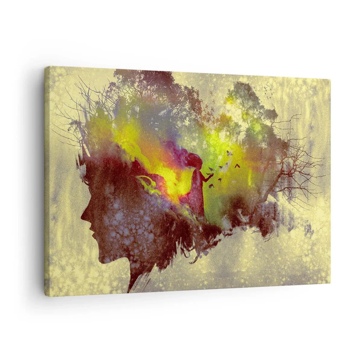 Obraz na plátne - Umelecká silueta ženy s prírodou v pozadí - 70x50cm - Matka Príroda - Moderná nástenná dekorácia do obývacej izby a spálne ARTTOR