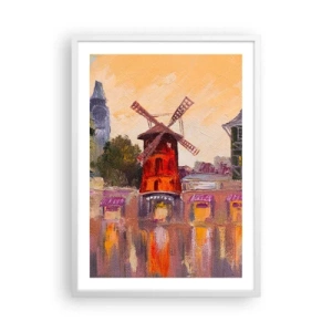 Plagát v bielom ráme - Parížske ikony – Moulin Rouge - 50x70 cm