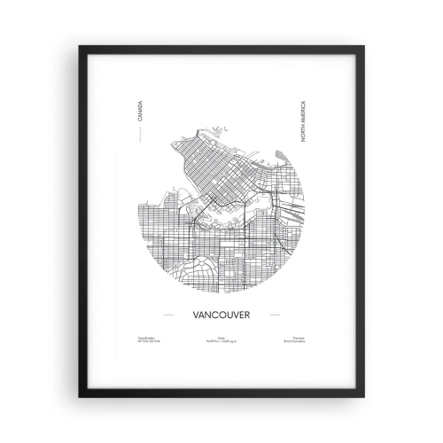 Plagát v čiernom ráme - Anatómia Vancouveru - 40x50 cm