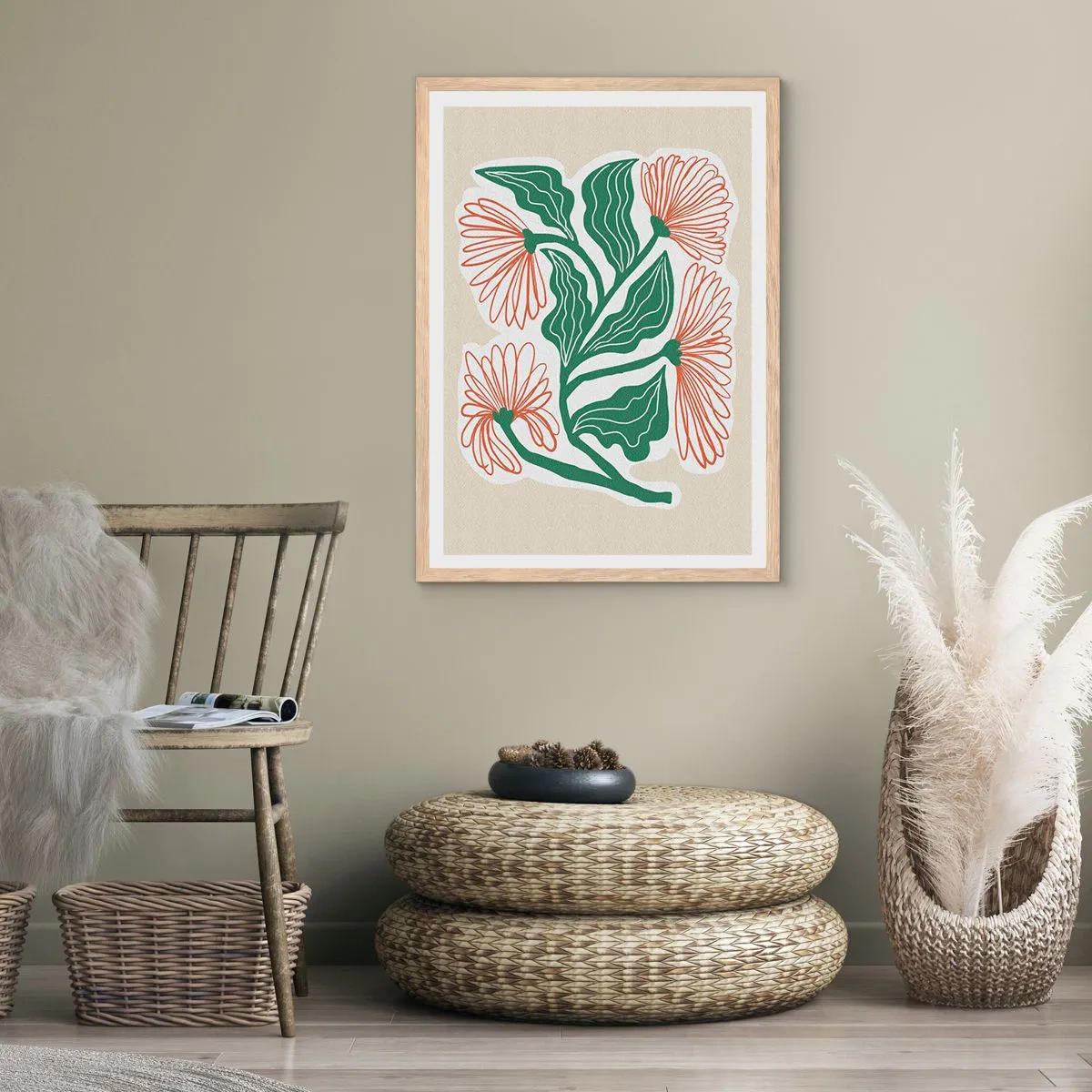 Plagát v ráme zo svetlého duba - Ľudové aj moderné - 61x91 cm