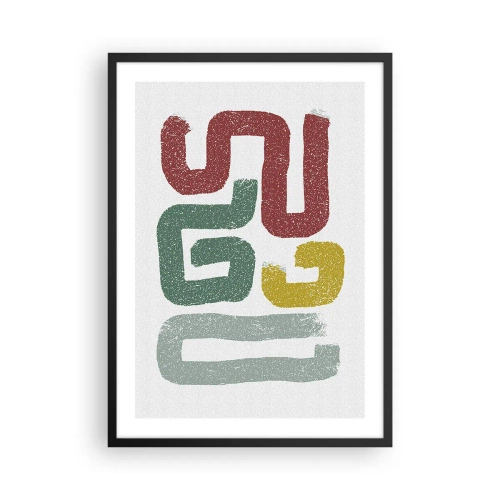 Plagát v čiernom ráme - Abstraktné tvary v zemitých tónoch na svetlom pozadí - 50x70cm - V neznámom jazyku - Moderná nástenná dekorácia do obývacej izby a spálne ARTTOR