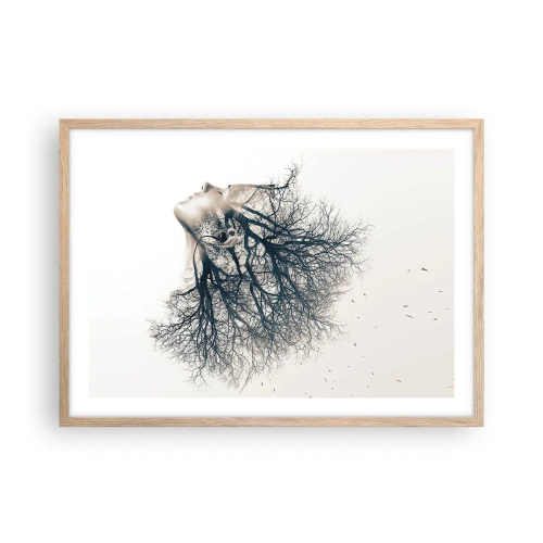 Plagát v ráme zo svetlého duba - Očarená šepotom stromu - 70x50 cm