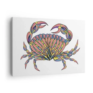 Obraz na plátne - Farebný krab v umeleckom štýle - 70x50cm - Morské klenoty - Moderná nástenná dekorácia do obývacej izby a spálne ARTTOR