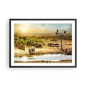 Plagát v čiernom ráme - „Z raja opäť pramenila rieka…“ - 70x50 cm