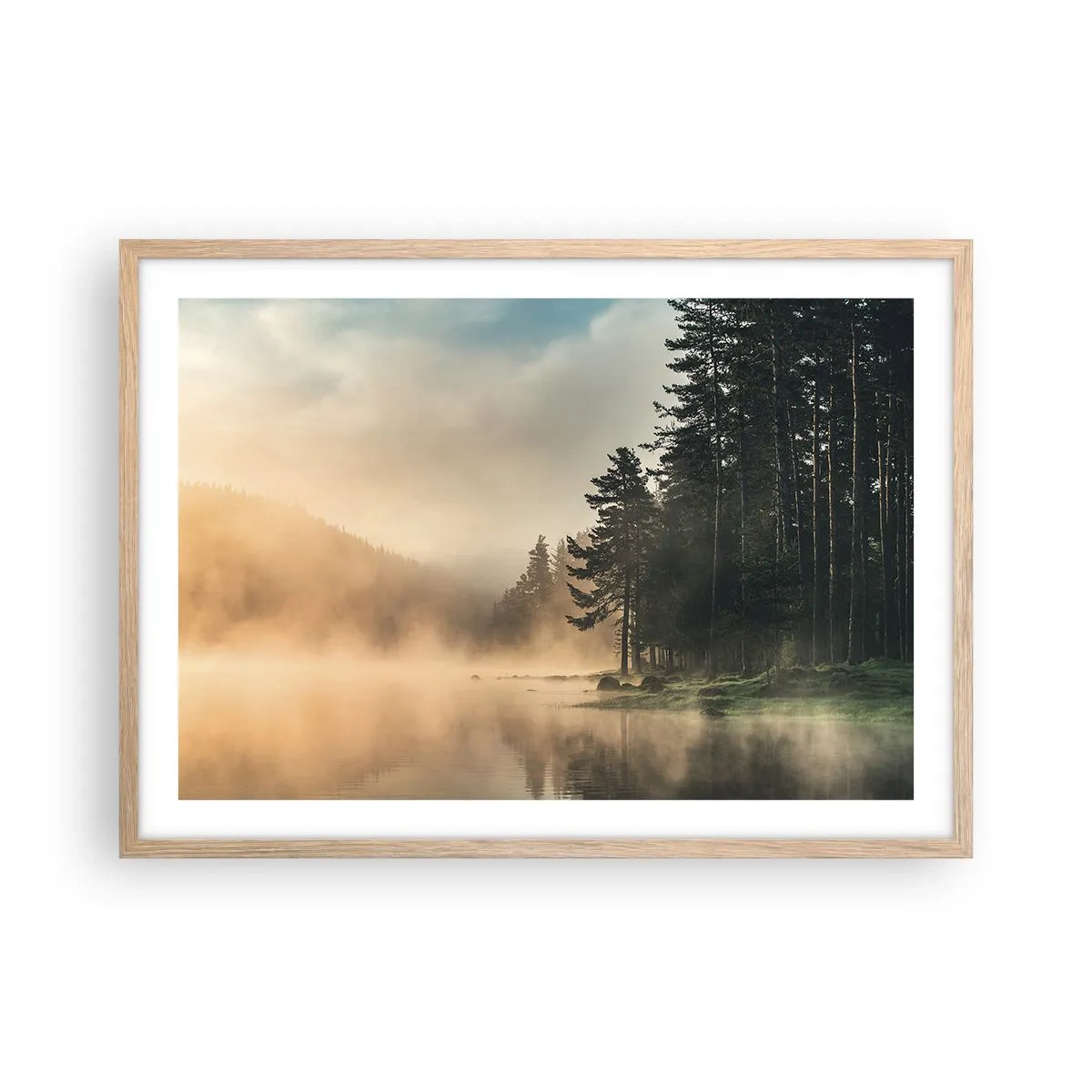 Plagát v ráme zo svetlého duba - Zrodenie dňa - 70x50 cm