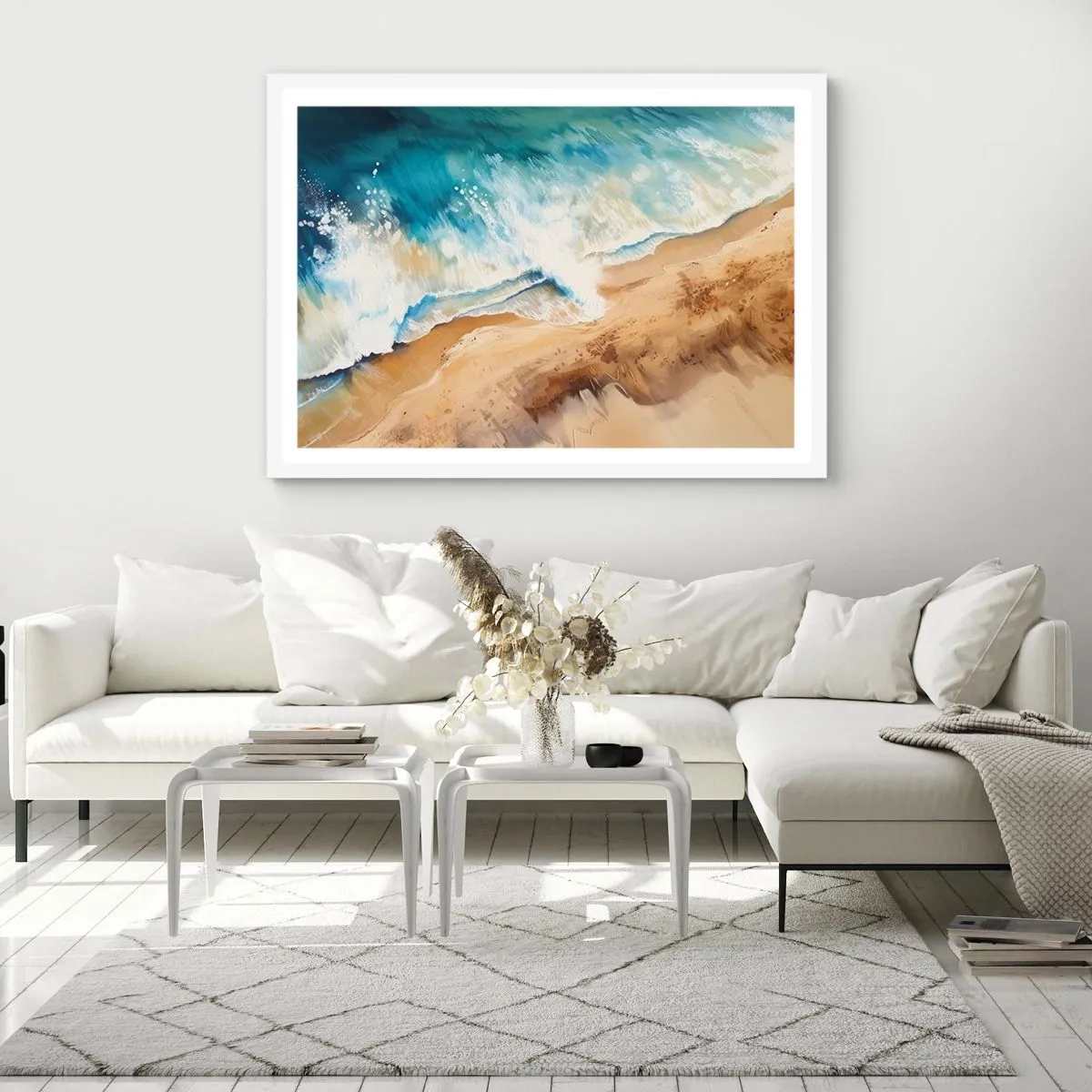 Plagát v bielom ráme - Vlna, ktorá sa vracia - 91x61 cm