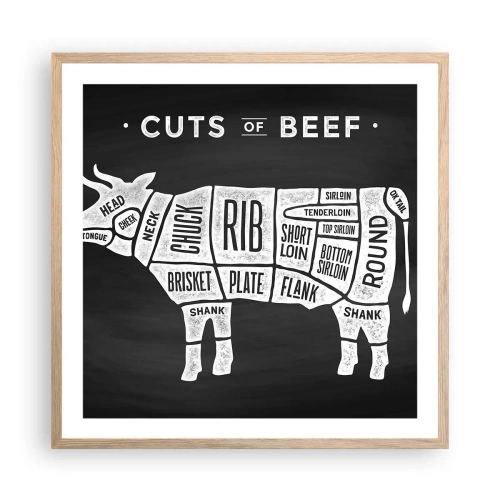 Plagát v ráme zo svetlého duba - Šlabikár mäsiara - 60x60 cm