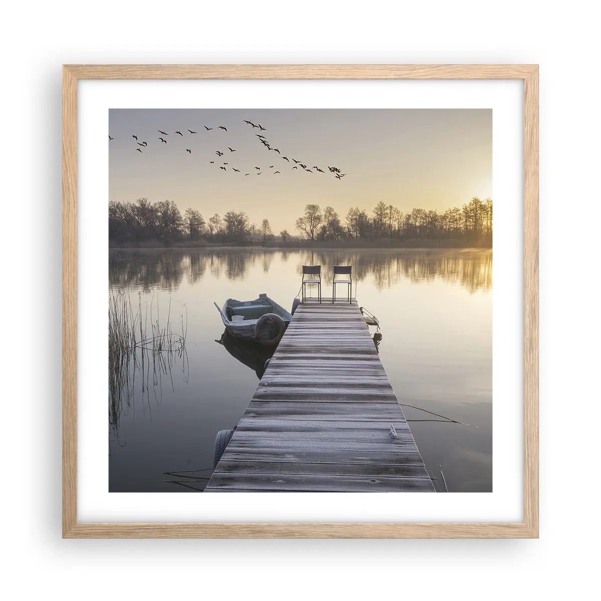 Plagát v ráme zo svetlého duba - Časom sa vrátim - 50x50 cm