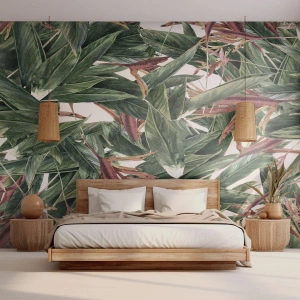 Fototapeta Premium Sand - Smaragdovo-ľaliové húštie - Kvety, Havaj, Listy - 200x140 cm