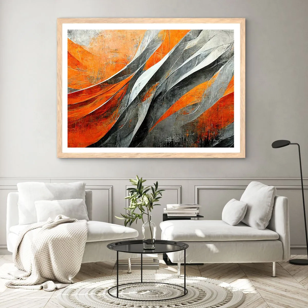 Plagát v ráme zo svetlého duba - Žiar a chlad - 50x40 cm