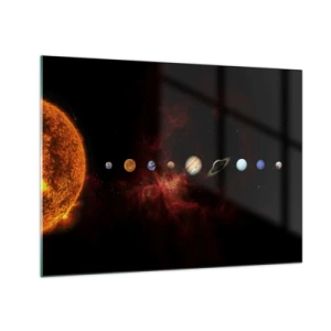 Obraz na skle - Planetárny systém so Slnkom na čiernom pozadí - 70x50cm - Naša štvrť - Moderná nástenná dekorácia do obývacej izby a spálne ARTTOR