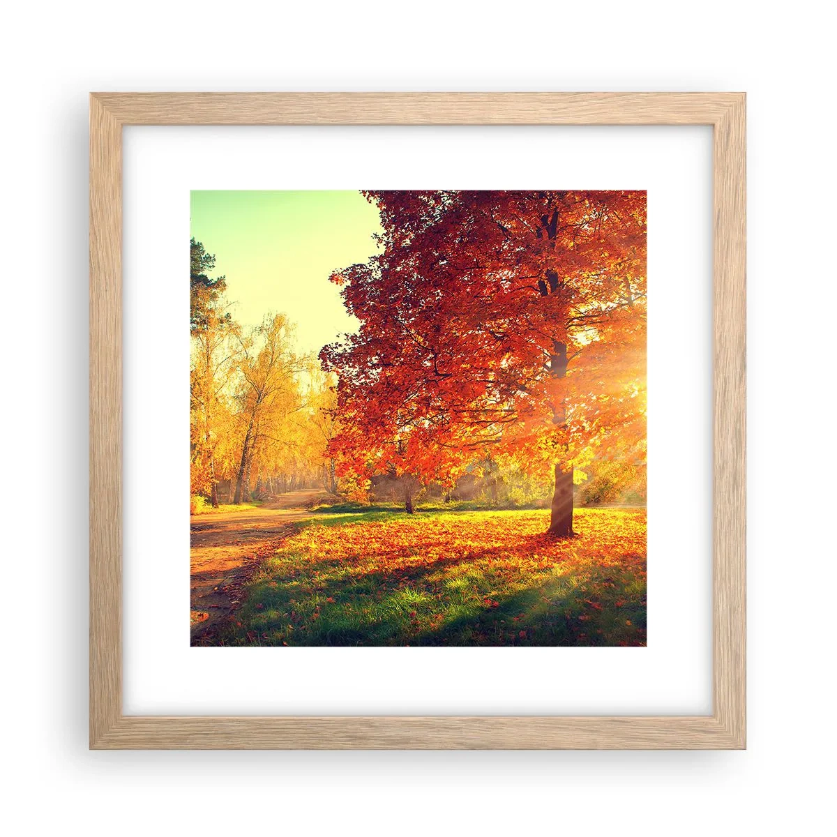 Plagát v ráme zo svetlého duba - Červené je krásne - 30x30 cm