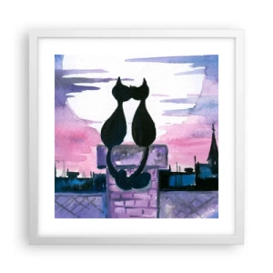 Plagát v bielom ráme - Rendez-vous pod mesiacom - 40x40 cm