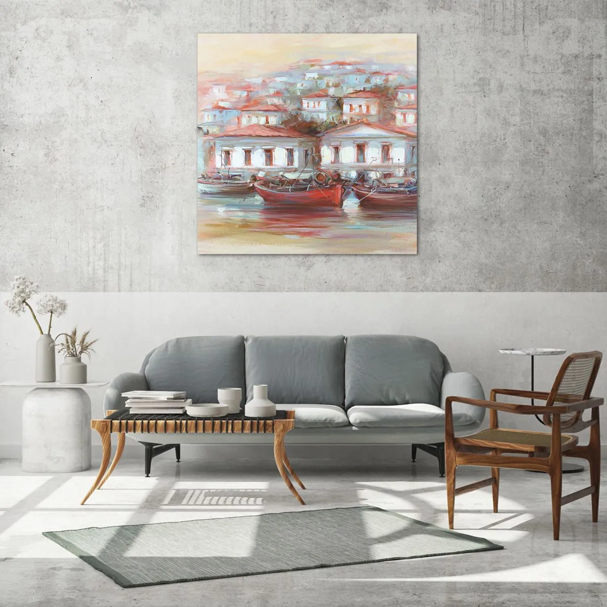 Obraz na skle - Šťastné mestečko - 30x30 cm