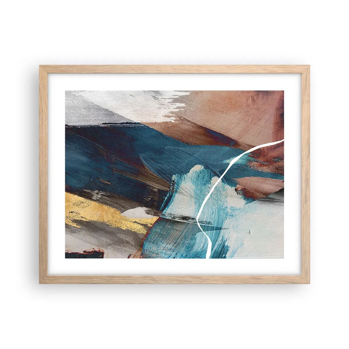 Plagát v ráme zo svetlého duba - Na plno a s energiou - 50x40 cm