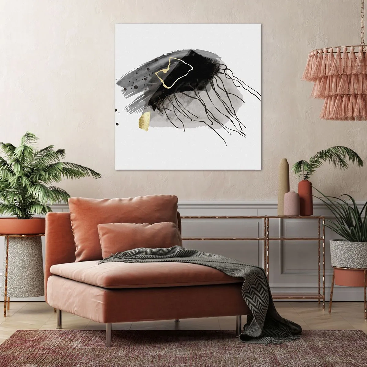 Obraz na plátne - V čiernej a zlatej - 60x60 cm