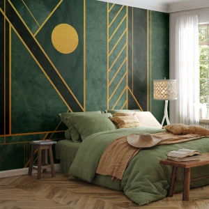 Fototapeta Premium Canvas - Dynamika zlata a lazuritu - Abstrakcia, Kus, Geometrický vzor - 150x105 cm