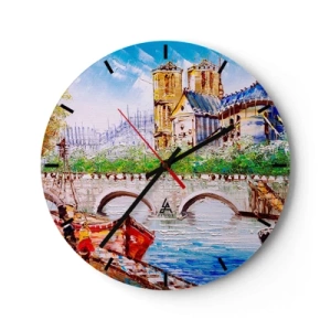 Nástenné hodiny - Most a katedrála v maliarskom štýle - 30x30cm - Ich čas nikdy neskončí - Moderná nástenná dekorácia do obývacej izby, kuchyne a spálne ARTTOR