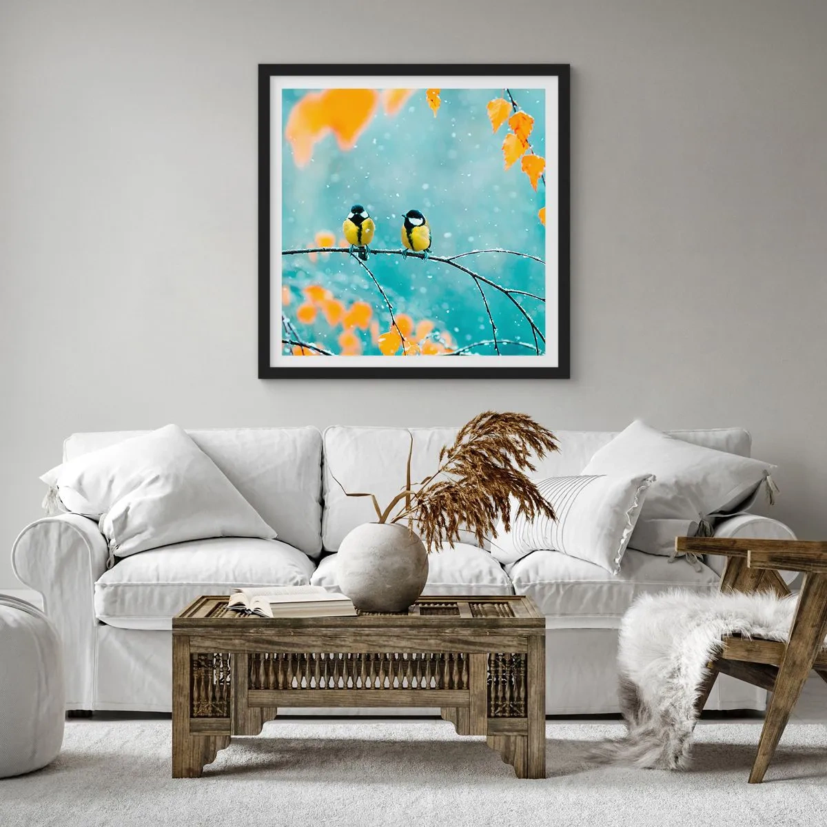 Plagát v čiernom ráme - Vtáčie klebety - 40x40 cm