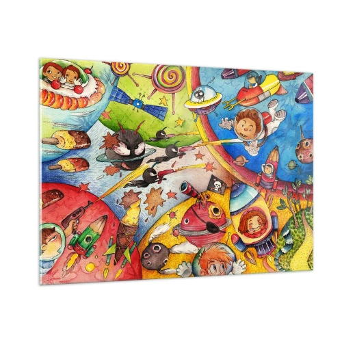 Obraz na skle - Veľké vesmírne dobrodružstvo - 100x70 cm