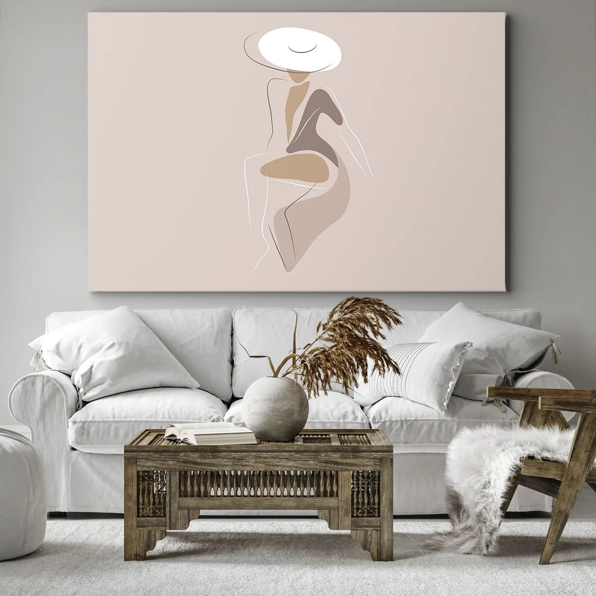 Obraz na plátne - Minimalistická silueta ženy v klobúku - 70x50cm - Ako vyzerá pravá dáma? - Moderná nástenná dekorácia do obývacej izby a spálne ARTTOR