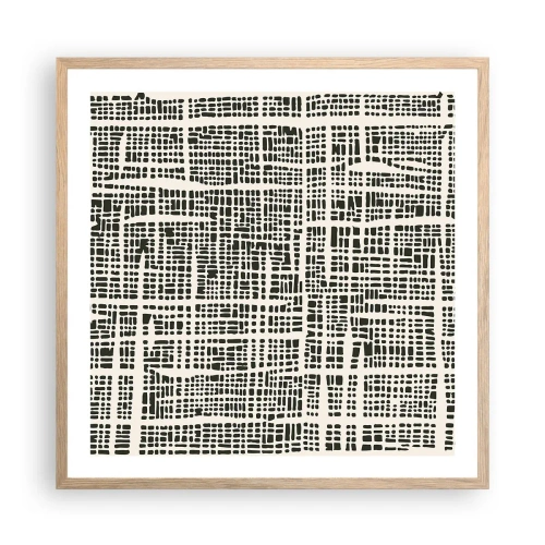 Plagát v ráme zo svetlého duba - Tkaná kompozícia - 60x60 cm