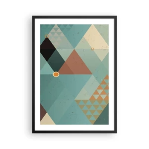 Plagát v čiernom ráme - Geometrická kompozícia s trojuholníkmi v pastelových farbách - 50x70cm - Jednota mnohosti, mnohosť jednoty - Moderná nástenná dekorácia do obývacej izby a spálne ARTTOR