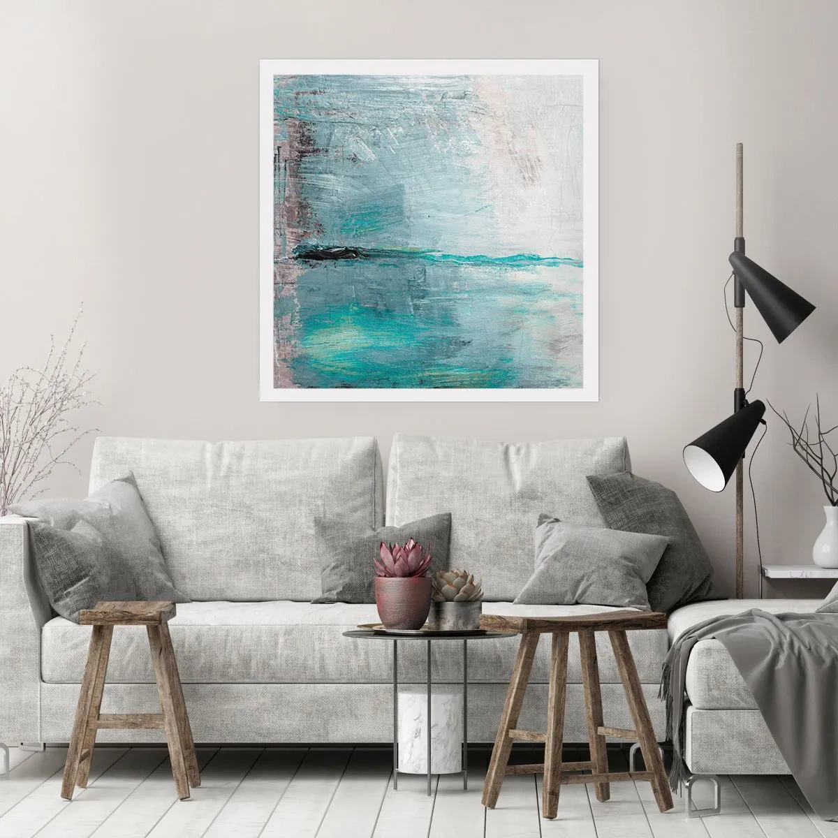 Plagát - Horizontálne v modrej - 60x60 cm
