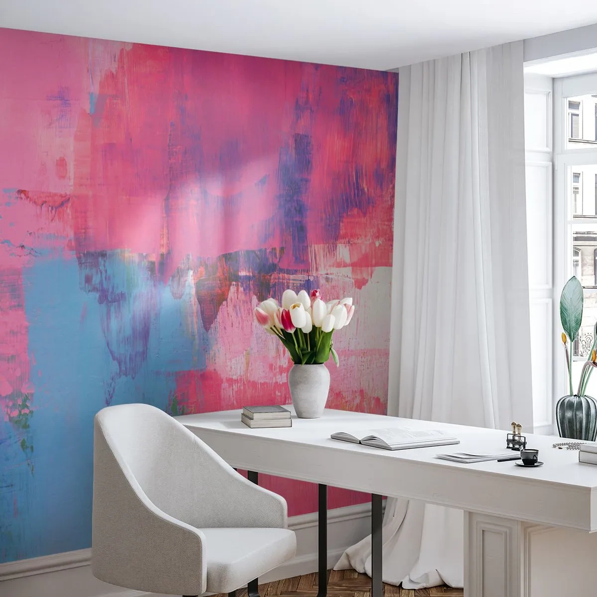 Fototapeta Standard Eco - Ružová, modrá a štipka svetla - Abstrakcia, Minimalizmus, Kus - 250x175 cm