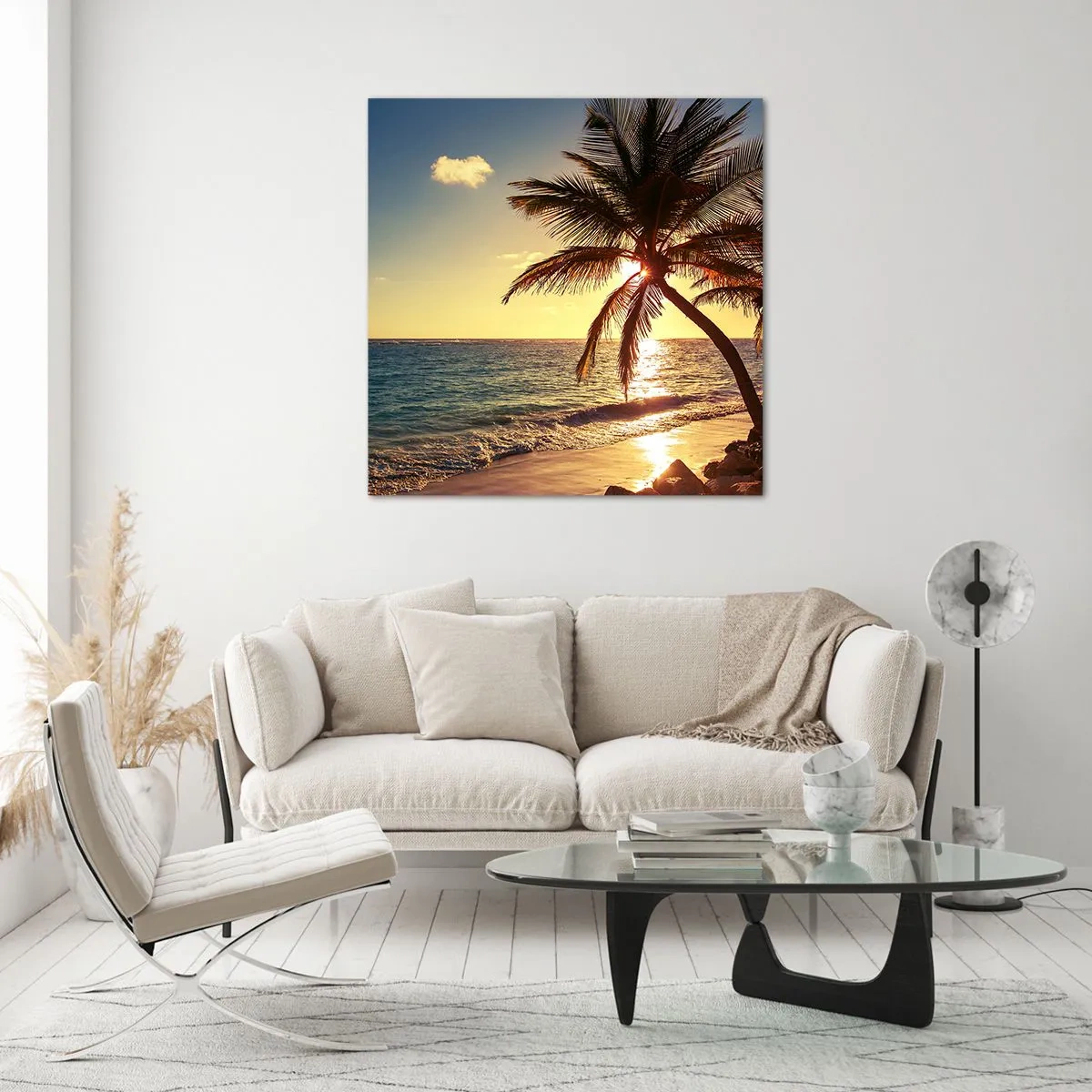 Obraz na skle - Leto pod palmami - 50x50 cm