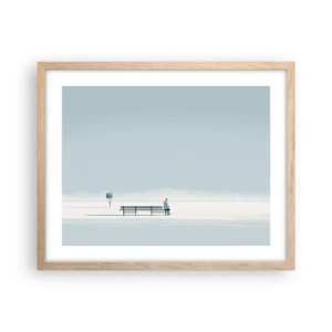 Plagát v ráme zo svetlého duba - Áno, čakám. - 50x40 cm