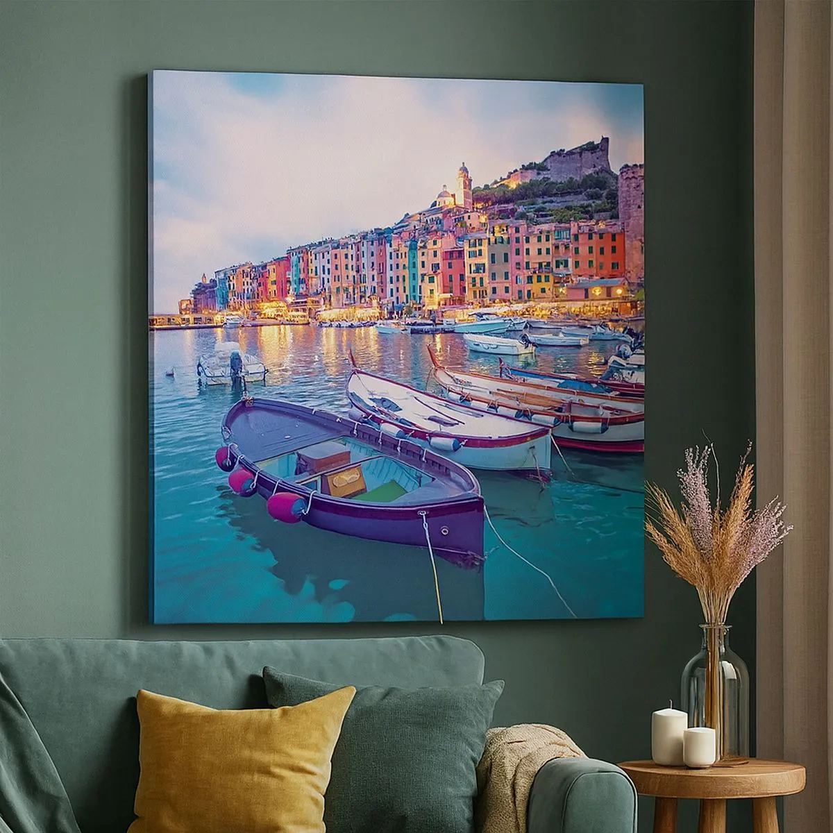 Obraz na plátne - Farebný večer v prístave - 30x30 cm