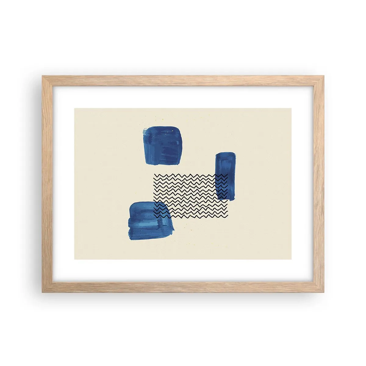 Plagát v ráme zo svetlého duba - Abstraktné kvarteto - 40x30 cm