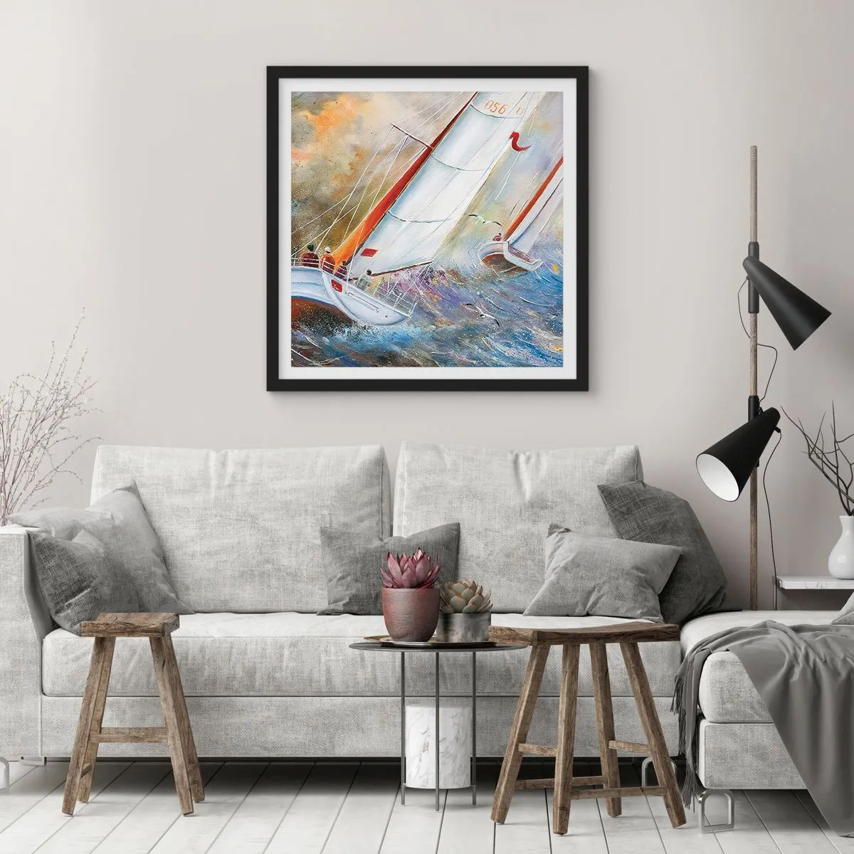Plagát v čiernom ráme - Bežiace cez vlny - 30x30 cm