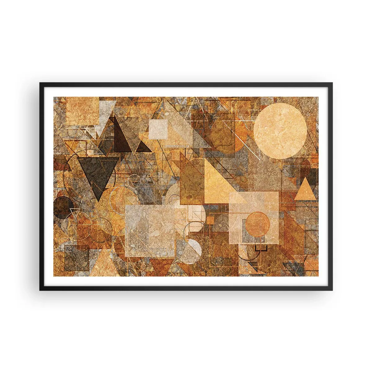 Plagát v čiernom ráme - Kubistické bronzové štúdium - 100x70 cm