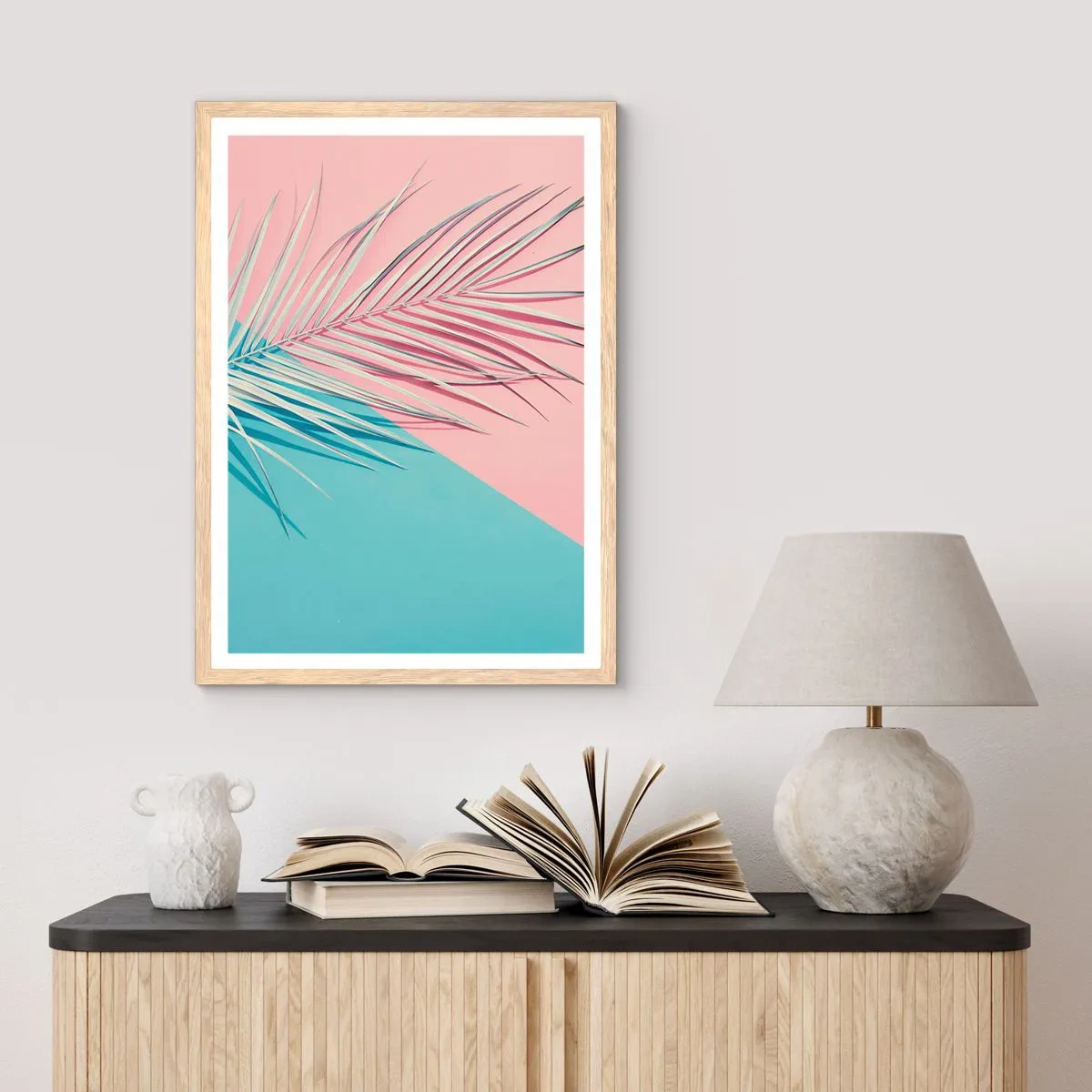 Plagát v ráme zo svetlého duba - Tropický dojem - 50x70 cm